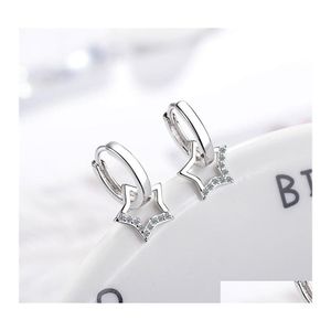 Hoop Huggie Sier Color Simple Zircon Hollow Star Pendant Hoop Earrings For Women Jewelry Party Gifts 5639 Q2 Drop Delivery Dh10A