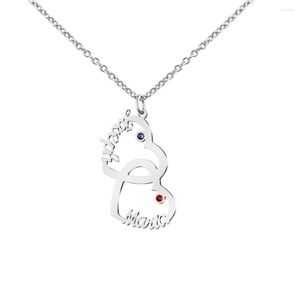 Correntes personalizadas DIY Cross Double Heart Diamond Diamond Nome Gravado Colares de Aço Antelhado Clavícula Feminina
