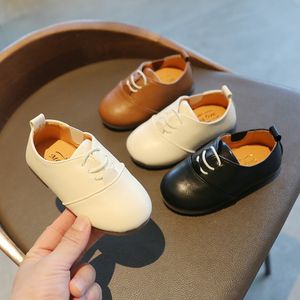 Sneakers Spring and Autumn Children s Doudou Shoes British Style Boys Girls Läder Baby Walking European Amer 221205