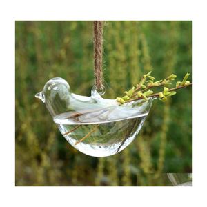 プランターポットオリジナリティバードシェイプ花瓶水耕栽培サスペンション透明な植木鉢ガラスハンギングウォータープラントフラワーポットホームD dhuf7
