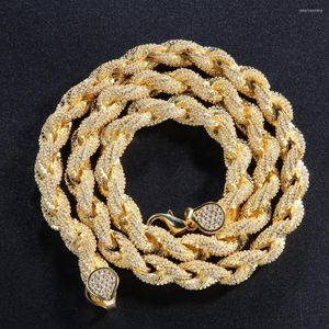 Łańcuchy Big Rope Cyrron 8 mm Bling Igted Out mosiężne CZ Naszyjnik moda biżuteria Hip Hop BN077