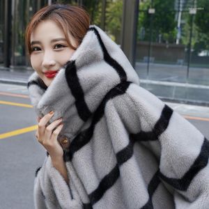 Futra kobiet jesień zima luksusowe topy sztuczne kurtka norka włosy latające nietoperz luz luźne ciepłe płaszcz damski koreańska moda