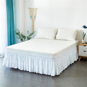 Bed Skirt el Wrap Around Elastic Shirt Without Surface Twin Full Queen King Size 38cm Height for Home Decor White 221205