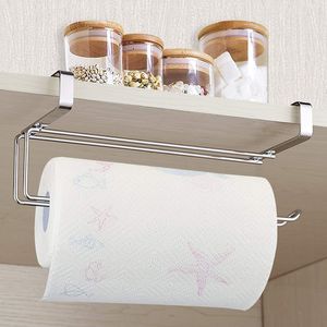 Other Kitchen Storage Organization ZhangJi Fashion Roll Paper Towel Holder Stainless Steel Removable Organizer Hang Type Bathroom Tissue Rack No Drilling 221205