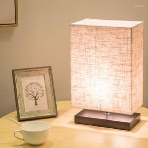 Table Lamps Noridc Rectangular Lamp Modern Black Wooden Base Fabric Lampshade Living Room Bedroom Bedside Light Desk EU/US/AU/UK Plug