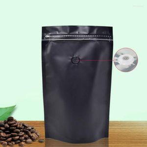 Storage Bags 100pcs Black 1kg Coffee Bean Bag Exhaust Valve Aluminized Self Supporting Side Zipper Pouch