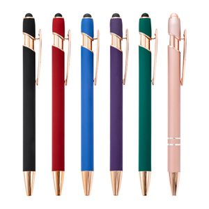 Ballpoint Pens Promour Nowy wielofunkcyjny Stylus Soft Touch Screen Pen 2 w 1 z niestandardowym metalem logo