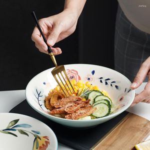 Bigs Fancity Japanese Ramen Bowl casa grande macarrão instantâneo de macarrão de sopa fofa Capéu criativo Creme Ceramic Tableware