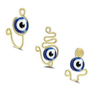 Nose Rings Studs Copper Wire Spiral Clip On Nose Ring Studs Evil Eyes Snake Shape Fake Piercing Jewelry C3 Drop Delivery Body Dhla1