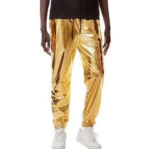 Pantaloni maschili parklees oro argento metallico lucido per pantaloni della tuta maschile DJ pantaloni hip hop pantaloni alla moda gambe dritte gambe dritte gambe 3xl t221205