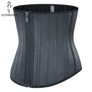 Slimming Belt 25-Steel-Bones Latex Waist Cincher with Zip Hooks Shapewear Corset Belly Body Shaper Rubber Waist Fajas Colombianas T221205