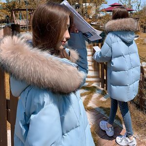Женская девчонка Parkas Женская куртка енота енота мехового воротника Зимнее ветропроницаемое.