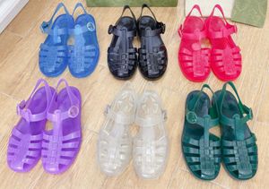 Brand Casual Shoes designer design 2022 spring and summer crystal round head buckle flat sandals jelly shoes Couple's style