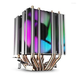 Refroidissements d'ordinateur CPU CHELER AIR 6 TIR TIRES TWIN-TOWER TIR-TIRES avec des ventilateurs LED arc-en-ciel de 90 mm pour Intel 775/1150/1155/1156/1366