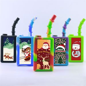 Loja de fumantes Natal Flowing Bottle Game Machine Silicon Skin Smooth Bighting Glass Fumante Gun Utensils Bongo Bongo