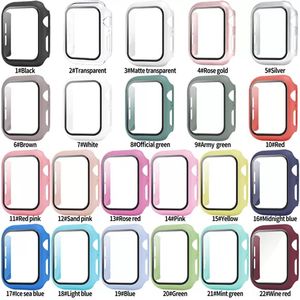 For Apple Watch Case 8 7 6 5 4 3 2 1 SE 45mm 44mm 42mm 41mm 40mm 38mm Hard PC Built-in Tempered Glass Screen Protector Full Coverage 2rd Generation Cover