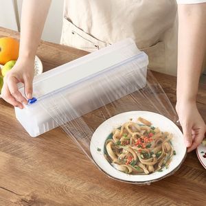 Other Kitchen Tools Household Reusable Food Plastic Wrap Dispenser with Cutter Adjustable Cling Film Supplies Healthy 221205