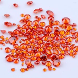 ネイルアートデコレーション100pcs 1mm-4mm 5aとミックスサイズ丸いビーズカットCZストーン華麗なオレンジ色のキュービックジルコニア合成宝石