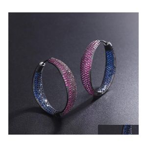 Hoop Huggie Hoop Hie Trendy Circle Shape Cubic Zirconia Big Earrings For Women Charms Statement Engagement African Jewelry 155 H1 Dhaur