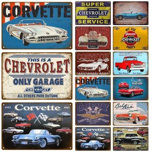 Corvette metalowy plakat malarski znak blaszany płyta plakaty ścienne Vintage Retro estetyczny pokój Pub wystrój klubu dekoracja ścienna Man Cave 20cm x 30cm Woo