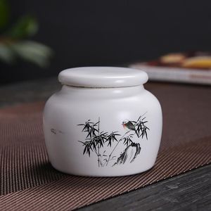 Ceramic Tea Caddy Small Mini Portable Oolong Tea Storage Tank Travel Boxes Powder Sealed Jar Containers Spice Candy