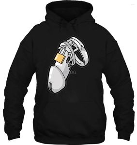 Men's Hoodies Men Hoodie Women Sweater Personality Humor Male Chastity Device Cuckold Slave Sub Penis Cage Man Sunlight