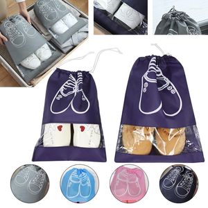 Förvaringslådor Portable Shoes Bag Waterproof Travel Clothing Handväska Dammsäkra Non-Woven Tote DrawString Package Dolap Home Organizer