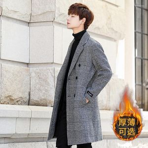 Men's Down 2022 Men's Windbreaker Korean Fashion Brand Handsome Thousand Bird Grid Medium Length Casual Woven Coat