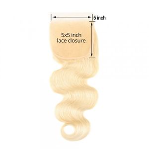 613 Blond, gerade, gewellt, 5 x 5 Spitzenverschlüsse, Echthaar, vorgezupft, natürlicher Haaransatz, gebleichte Knoten