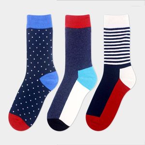Meias masculinas 4 pares /lote 2022 Men Primavera /Autumn Splicing Color Dress Sock para algodão British Style