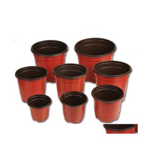 Planters Pots Double Color Flower Pots Plastic Red Black Nursery Transplant Basin Unbreakable Flowerpot Home Planters Garden Suppl Dhgge