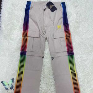Men's Pants Needles Butterfly Embroidery Rainbow Web AWGE Cargo Pants T221205