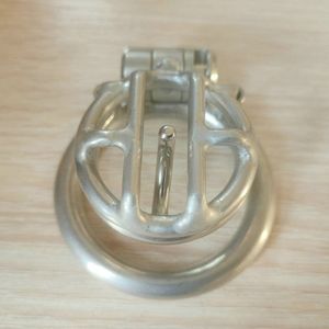 Ultra Short Chastity Devices Cage PA Cock Lock Glans Piercing Male Ring Bondage Device Gear Rostfritt stål Penis för man CBT Harness Begränsning BDSM