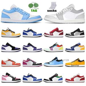 2023 Top Quality 1 Womens Mens Jumpman 1s Low Basketball Shoes White Orange Smoke Grey University Blue UNC Midnight Magenta Off Royal Toe JORDON