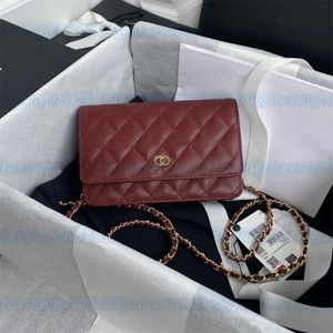 Portafogli CC Bag Borsa di marca famosa di alta qualità Borsa a tracolla Borsa scozzese Borsa a doppia lettera Fibbia solida Modello caviale di pelle di pecora Donna l