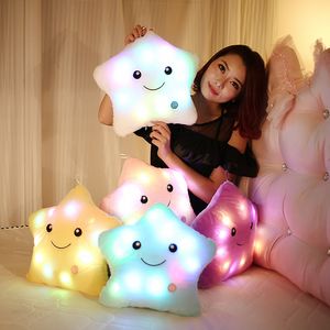 Cuscino luminoso per feste Morbido peluche imbottito Incandescente stelle colorate Cuscino Led Giocattoli luminosi Regalo per bambini Bambini Ragazze