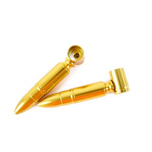 Gold Metal Smoking Holder Tobacco Pipe Golden Bullet Shape Hand Spoon Pipes Tools 78mm Alloy