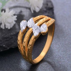 Pierścionki ślubne Dwukolorowy Etiopia Dubai 24K Złoty kolor pierścienia dla kobiet Prezenty za biżuterię zaręczynową Afryka