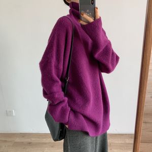 Kadın Sweaters Yumuşak Mumsu Yavurucu Yavurucu Sweater Sonbahar ve Kışın Kadınlar için 2022 Yeni Kore versiyonu ile gevşek Basit Basit All-Eşleştirme Triko Alt Kat