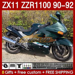 ABS FAIRINGS KIT FￖR KAWASAKI NINJA ZX 11 R 11R ZZR-1100 ZX11 R ZX-11R 1990 1991 1992 BOODYWORK 164NO.148 ZZR 1100 CC ZX-11 R 90-92 ZZR1100 ZX11R 90 91 92 FAIRING MARK GRￖN