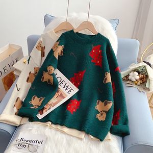 Women s Sweaters Christmas Tree O Neck Woman Knitted Pullover Vintage Loose Jumper Festival Long Sleeve Top Female Sweater A0025 221206