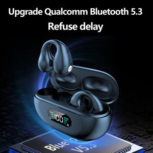 Draadloze oortelefoons Botgeleiding Bluetooth 5.3 Clip-on Headset Touch Control Digital Display Ear Buds voor Xiaomi iPhone Samsung