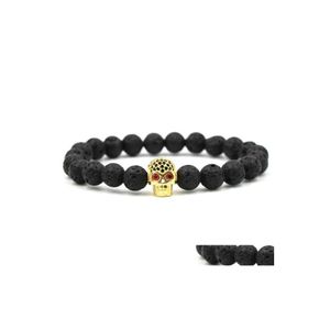 Contas de 4 cores 8 mm de lava preto lava stops de cristal skl encantos por bracelete de bracelete yoga pseira feminina buda jóias grow dourn dhhhn