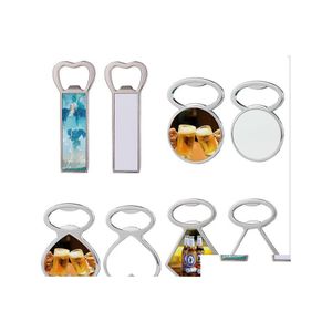 Openers Thermal Transfer Bottle Opener Sublimation Refrigeratores Sticker Metal Piece Blank Refrigerator Stickersbeers Stainless Ste Dhao0