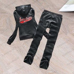 Juicy Coutoure Tracksuit Two Piece Set Womens Pant Back Color Contrast Embroidery Hooded Warm Top Sports Casual Trousers Joker Designer Women Clothing 4 Colors