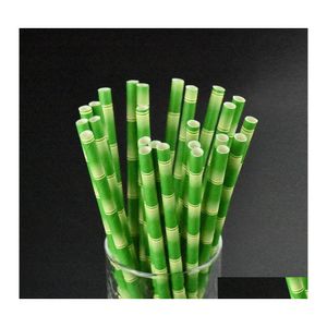 Drinking Straws Disposable Bubble Tea Thick Bamboo Drinking Paper Sts For Bar Birthday Wedding Party Supplies Green 1 9Nb Dd Drop De Dhklm