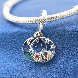 100% argento sterling 925 accompagna il campeggio sotto il cielo notturno ciondola il branello adatto ai braccialetti europei di fascino dei gioielli Pandora