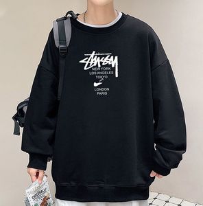 Sudaderas con capucha para hombre Versión coreana de la tendencia Primavera y otoño Ins Cuello redondo Camiseta de manga larga suelta Top para adolescentes