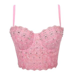 new vest suspender sexy backless lace embroidery bright diamond wrapped chest and waist bra underwear