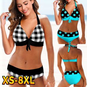 BHs Sets Neue 2022 Frauen Sexy Badeanzug Mittlere Taille Gitter Druck Bikini Set Zwei Stücke Tankinis Weibliche Sommer Brasilianische Bademode T221206